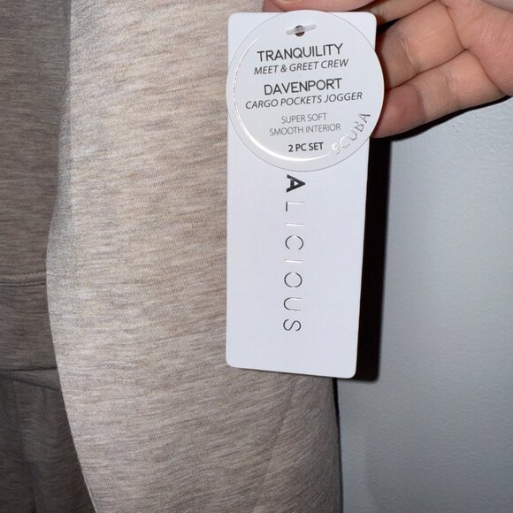 NWT Yogalicious Scuba Tranquility Pullover & Davenport Jogger Set M Beige - Picture 4 of 11